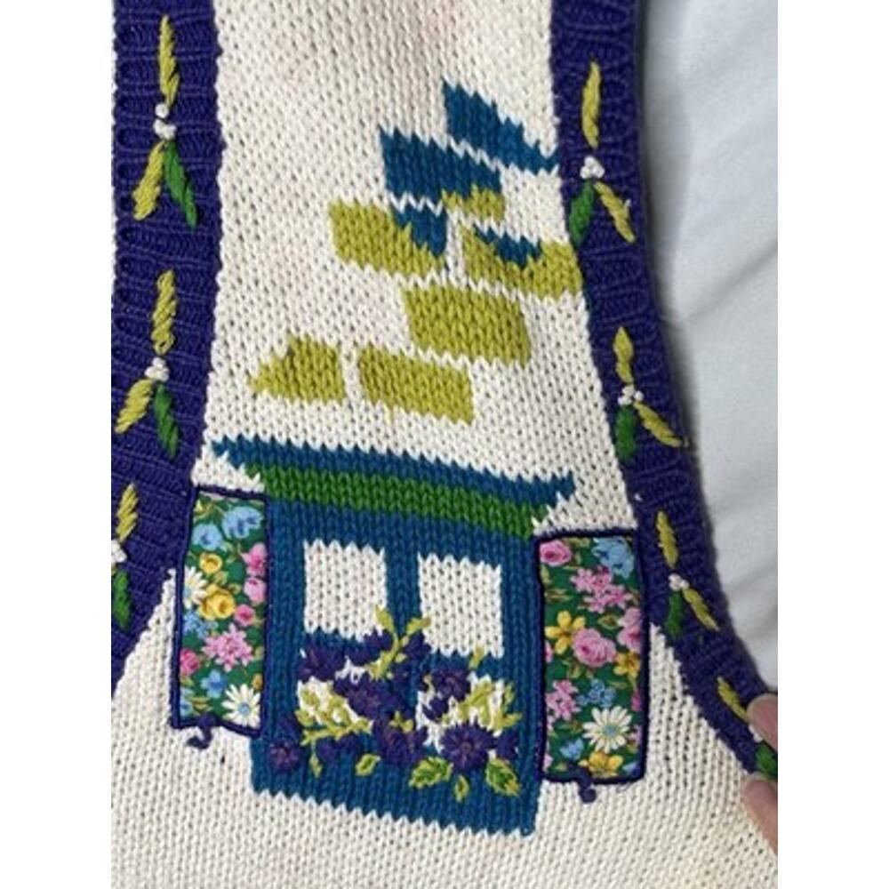 CST Studio Knit Sweater Vest Size 2x Floral Window Box Graphics Ramie Blend - Picture 9 of 14